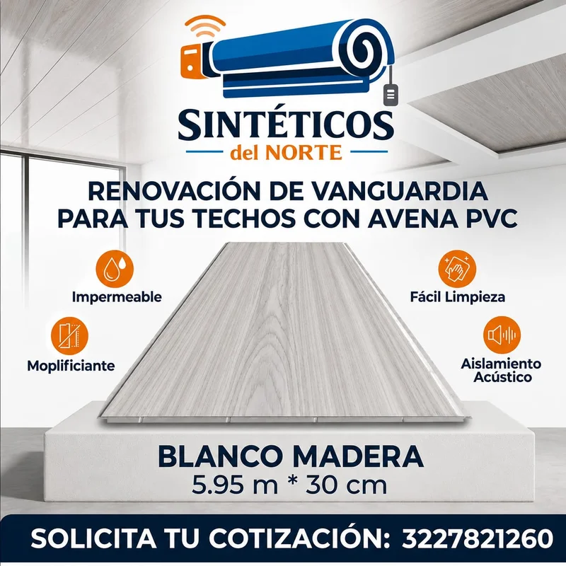 Cielo Raso Pvc Blanco Madera 5.95m X 30cm Para Techo – Venta En Cúcuta - Cielo Raso PVC | Sintéticos del Norte