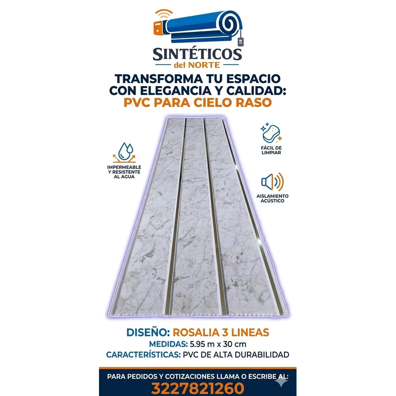 Cielo Raso Pvc Rosalia Acanalado 5.95m X 30cm Para Techo – Venta En Cúcuta - Cielo Raso PVC | Sintéticos del Norte