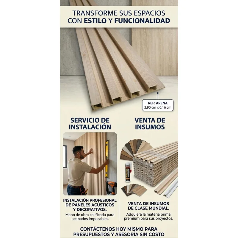 Lamina Wpc Ref Arena 290 X 16 Cm Revestimiento Decorativo Cúcuta - WPC | Sintéticos del Norte