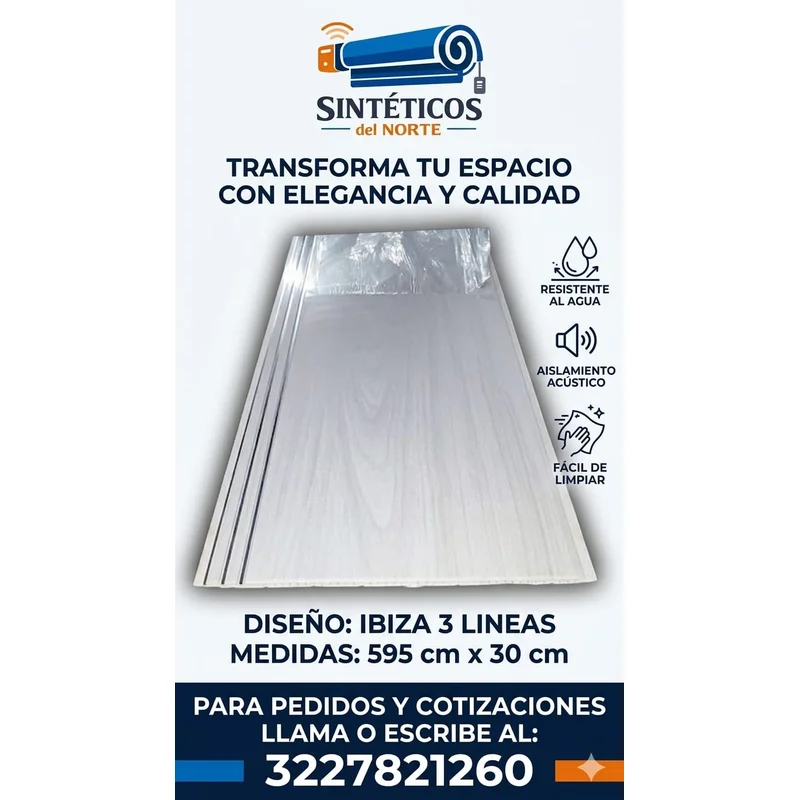 Cielo Raso Pvc Ibiza 3 Lineas 5.95m X 30cm Para Techo – Venta En Cúcuta - Cielo Raso PVC | Sintéticos del Norte