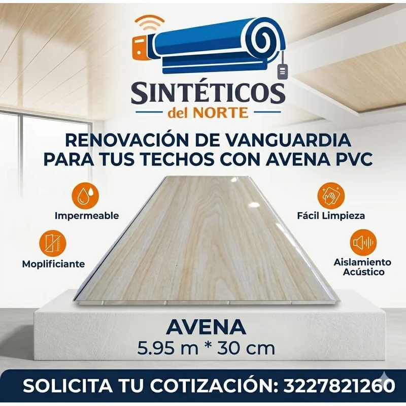 Cielo Raso Pvc Avena Placa 5.95m X 30cm Para Techo – Venta En Cúcuta - Cielo Raso PVC | Sintéticos del Norte