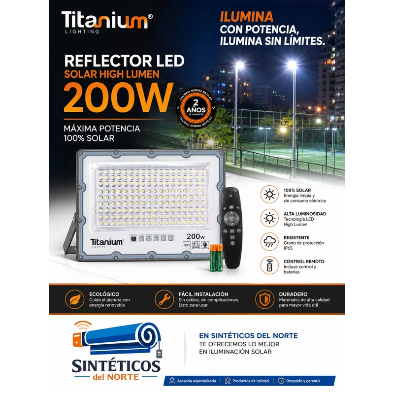 [tta258] Reflector Led Solar Titanium 200w 6500k High Lumen Sin Panel Solar En Cúcuta - ILUMINACION | Sintéticos del Norte