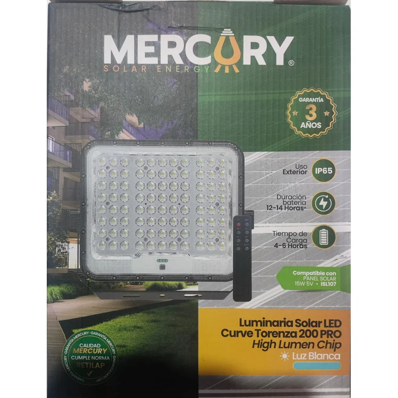 Kit Reflector Led Solar Mercury 200w Pro + Panel Solar 15w 5v Ip65 Curve Torenza Ref Isl106 En Cúcuta - ILUMINACION | Sintéticos del Norte