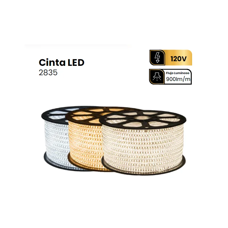 Cinta Led 120v 120 Led/m Smd 2835 Luz Cálida 3000k Ip65 Adhesiva Rollo 100m Corte Cada 10cm En Cucuta Ref. Icl143 - ILUMINACION | Sintéticos del Norte