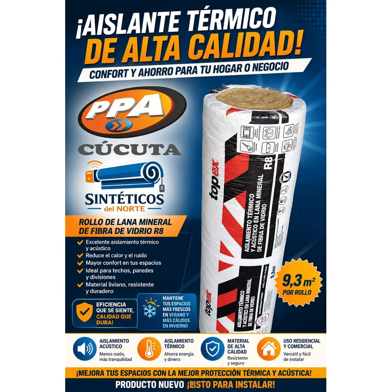 Aislante Térmico Y Acústico (5.08 Cm) Rollo 7.62 X 1.22 M Cobertura 9.3 M2 En Cúcuta - Embalaje y Protección | Sintéticos del Norte