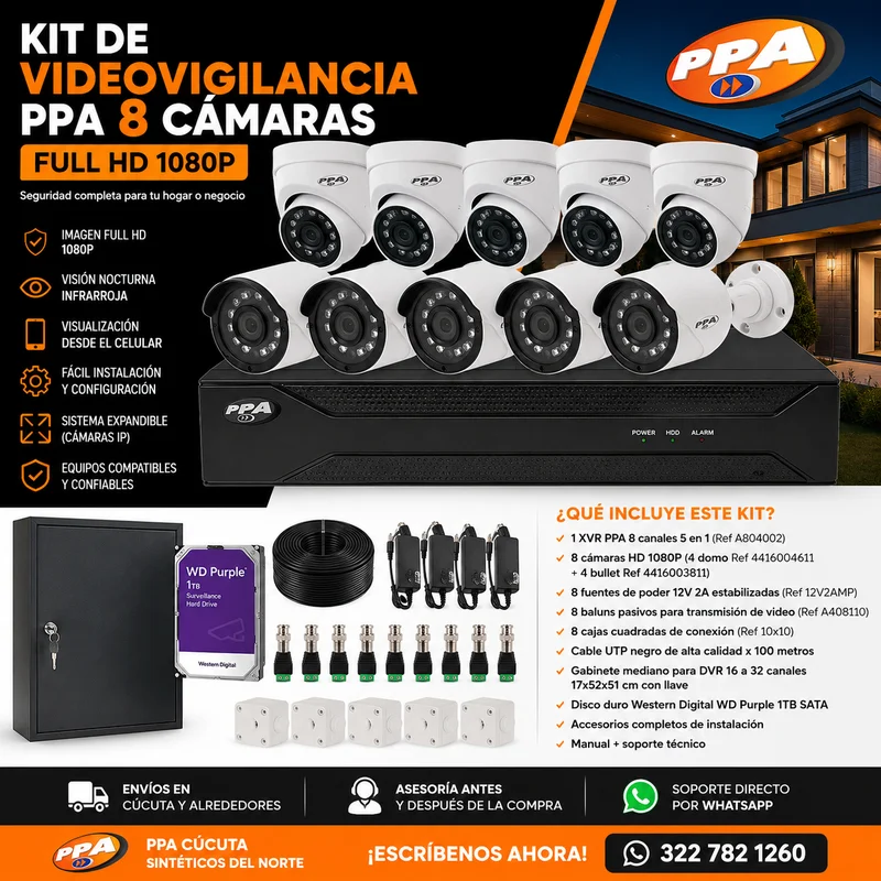 Kit De Videovigilancia 8 Camaras Ppa En Cucuta - Calidad Profesional - VIDEOVIGILANCIA | Sintéticos del Norte