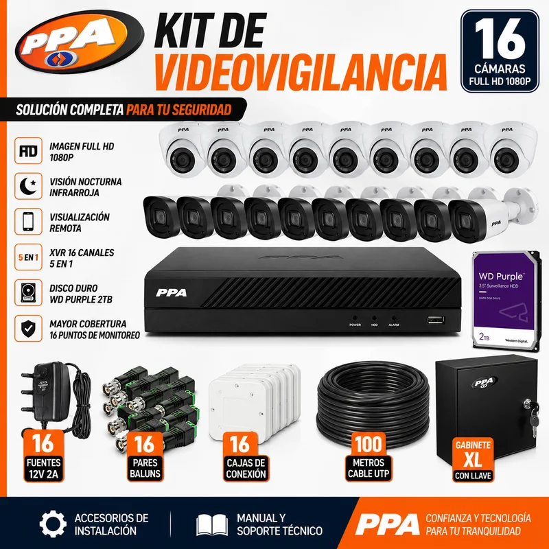 Kit De Videovigilancia 16 Camaras Ppa En Cucuta - Calidad Profesional - VIDEOVIGILANCIA | Sintéticos del Norte