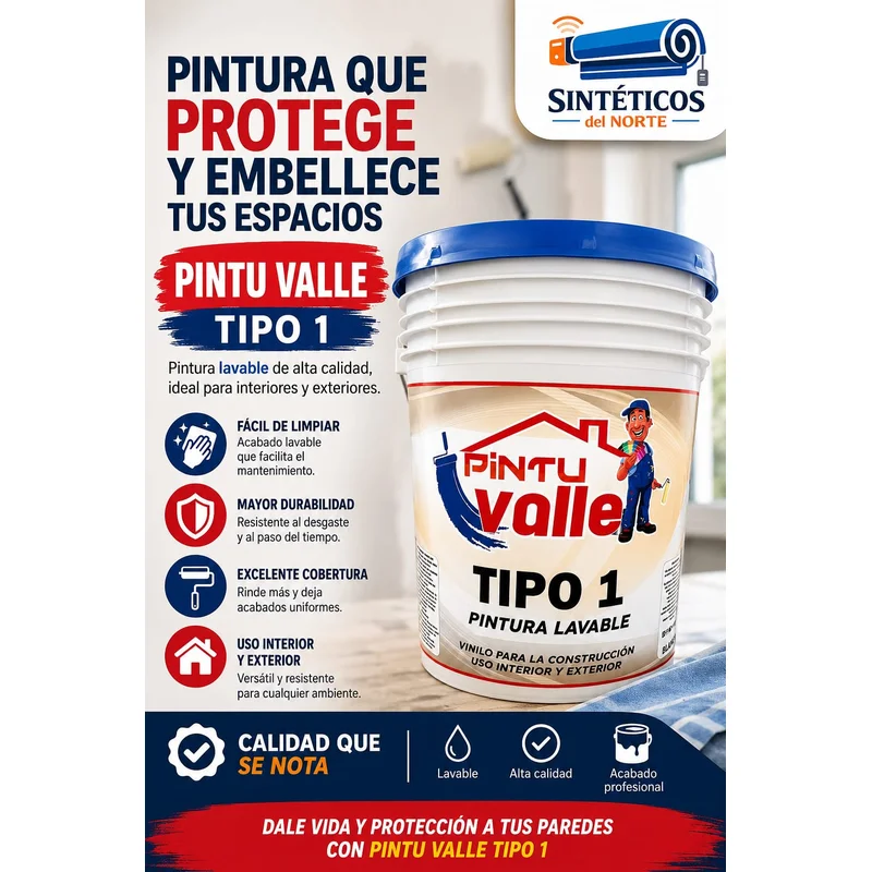 Pintura Blanca Tipo 1 Lavable Pintu Valle Cuñete 5 Galones En Cúcuta - PINTURA | Sintéticos del Norte