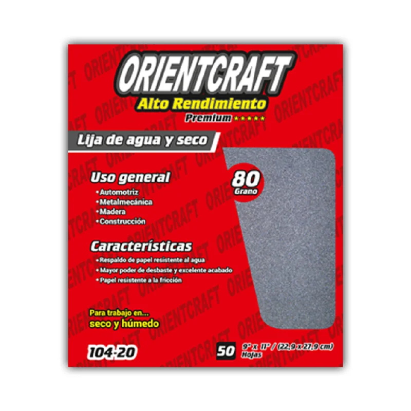 Lija Alto Rendimiento De Carburo De Silicio Grano 180 Orientcraft Ref 100-20 En Cúcuta - FERRETERIA | Sintéticos del Norte