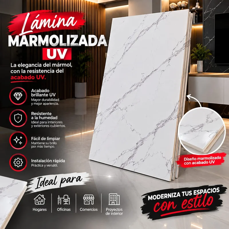 Lámina Uv Marmolizada 122*244 Cm En Cucuta Ref Kn8022 - UV | Sintéticos del Norte