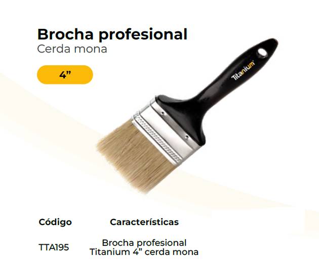 Brochas Titanium 4" Cerda Mona Tta195 - PINTURA | Sintéticos del Norte
