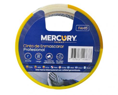 Cinta Enmascarar 1" Rollo*20m Profesional Mercury - FERRETERIA | Sintéticos del Norte