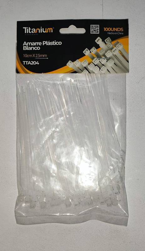 Correas Amarre Plastico Titanium Blanco 10cm*2.5mm Bolsa*100unds Tta204 - FERRETERIA | Sintéticos del Norte