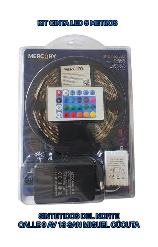 Kit Blister Cinta Led Rgb 5050 5m (incluye Controlador + Control+ Adaptador ) Mercury - ILUMINACION | Sintéticos del Norte
