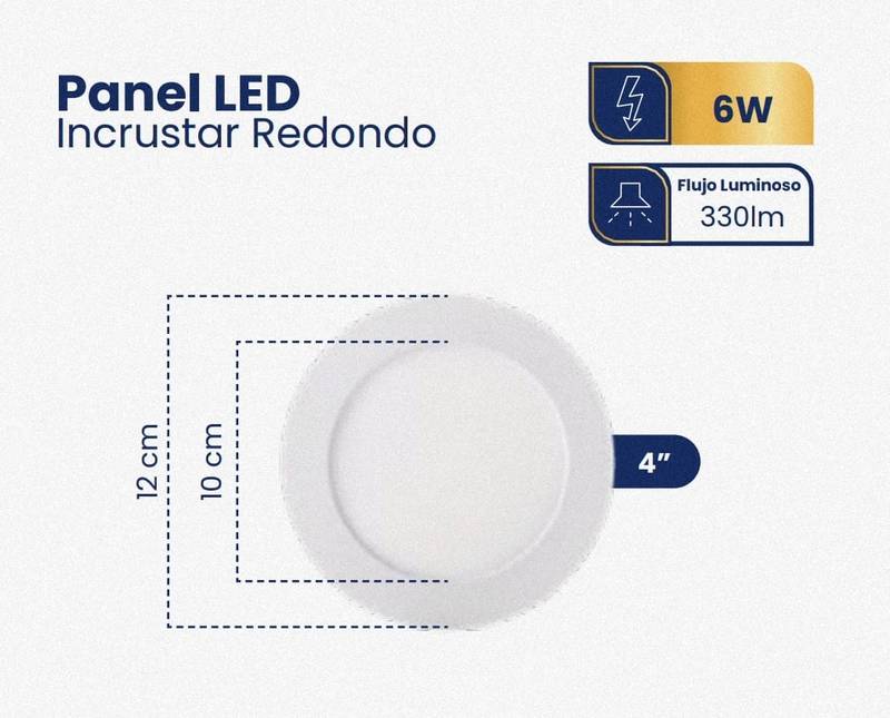 Panel Led 6w 4" Blanco Redondo 6500k Incrustar Ipl03 - ILUMINACION | Sintéticos del Norte