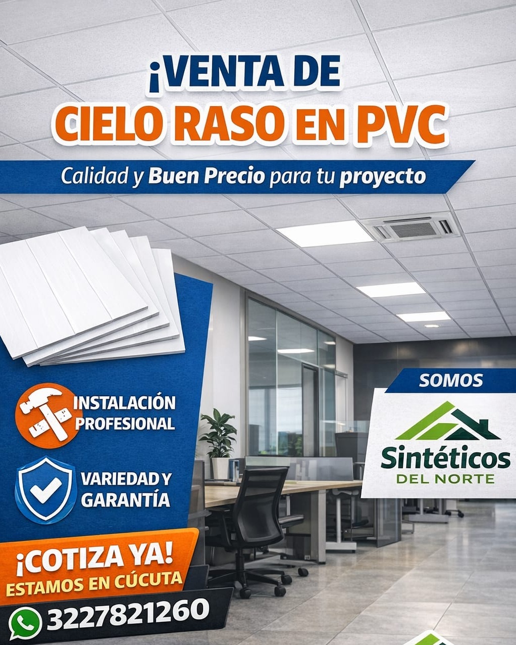 Cielos rasos PVC en Cúcuta instalación y venta